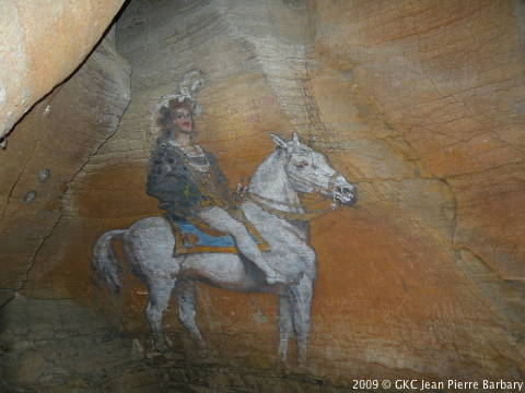 Peinture de François 1er à  la grotte de La Balme (38)