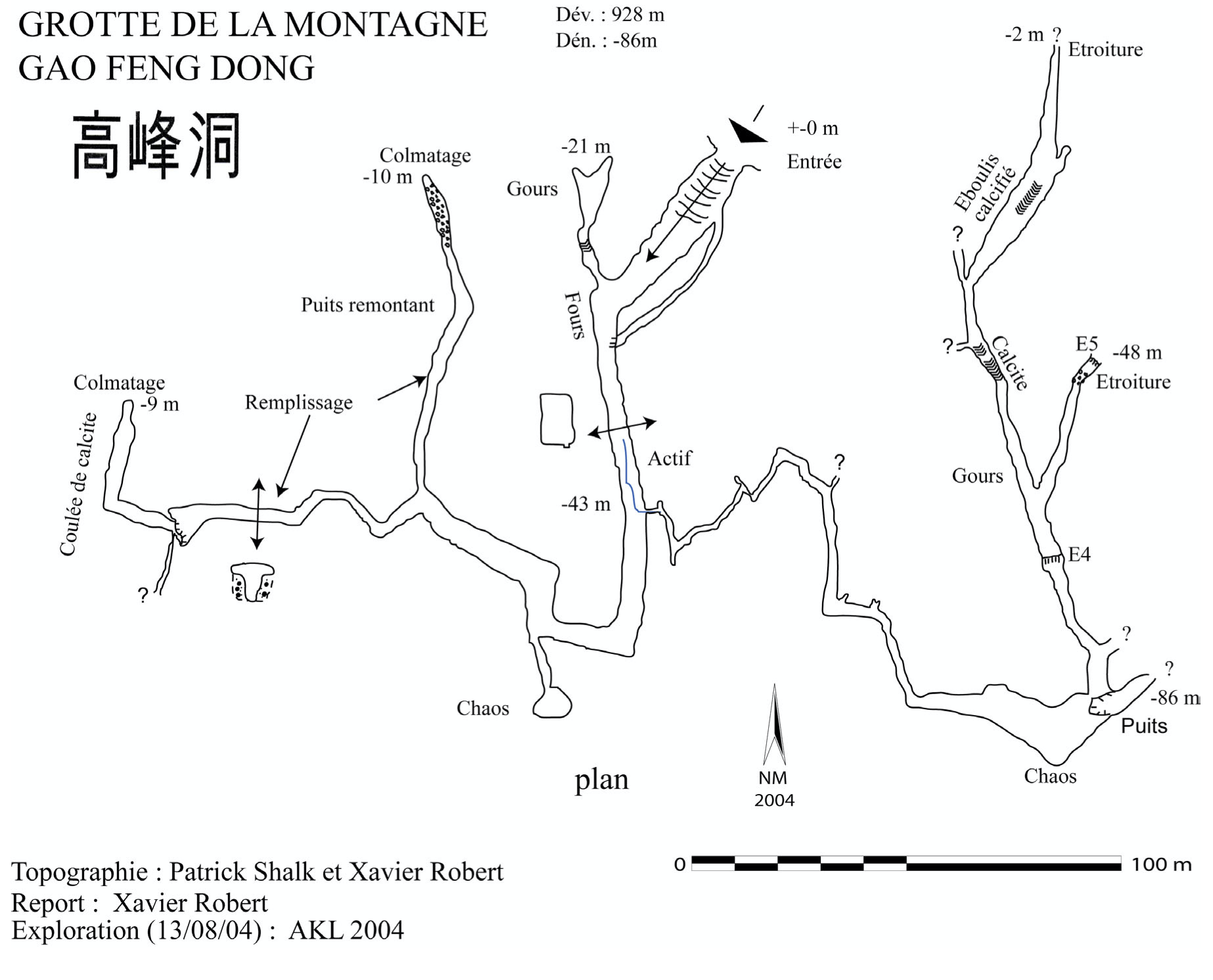 topographie Grotte de la montagne 高峰洞