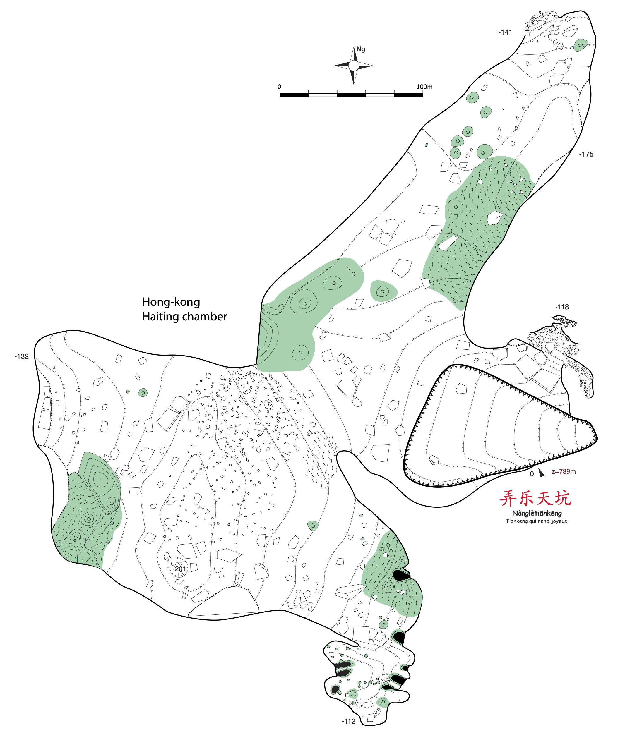 topographie Nongletiankeng 弄乐天坑