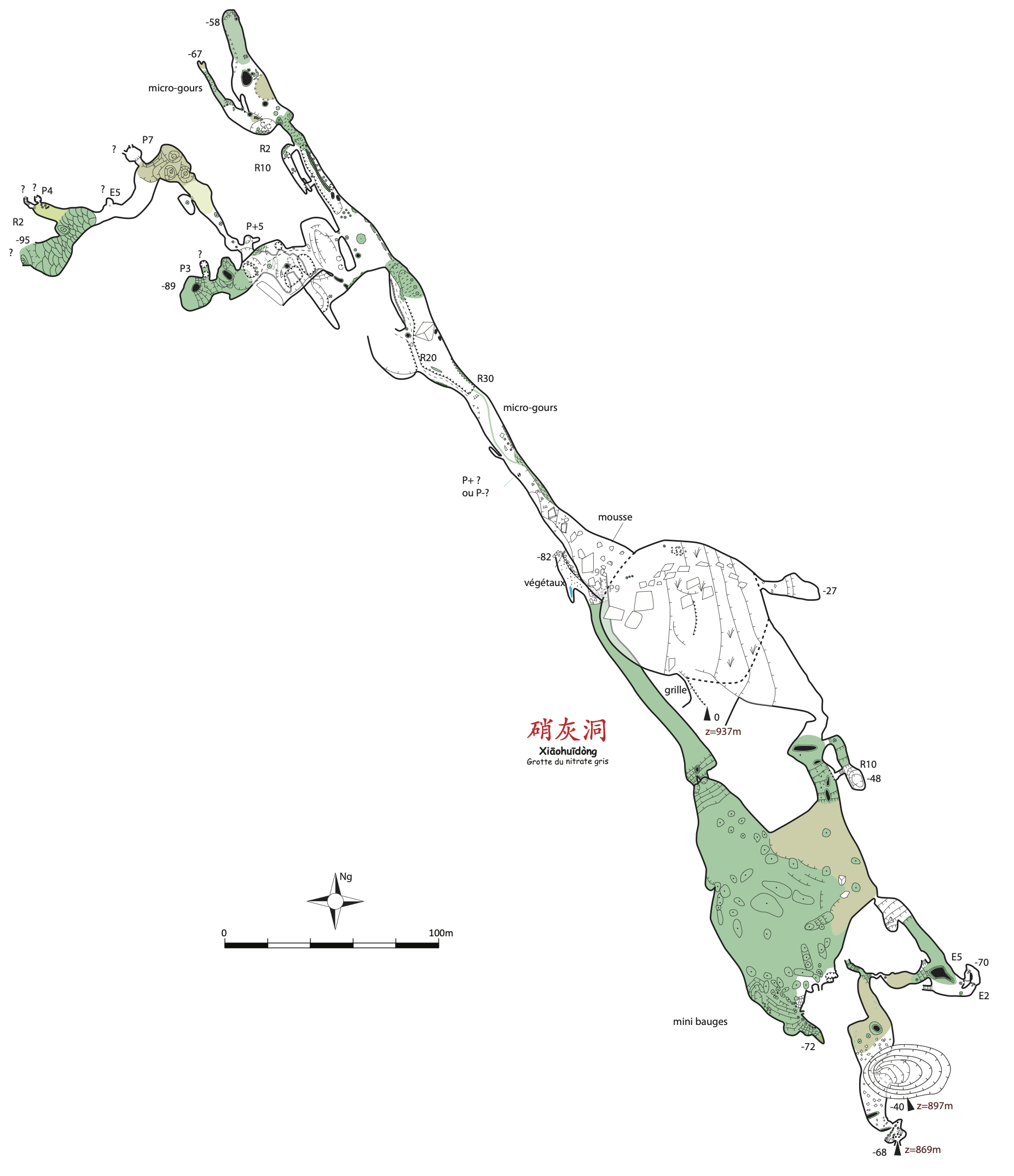 topographie Xiaohuidong 硝灰洞