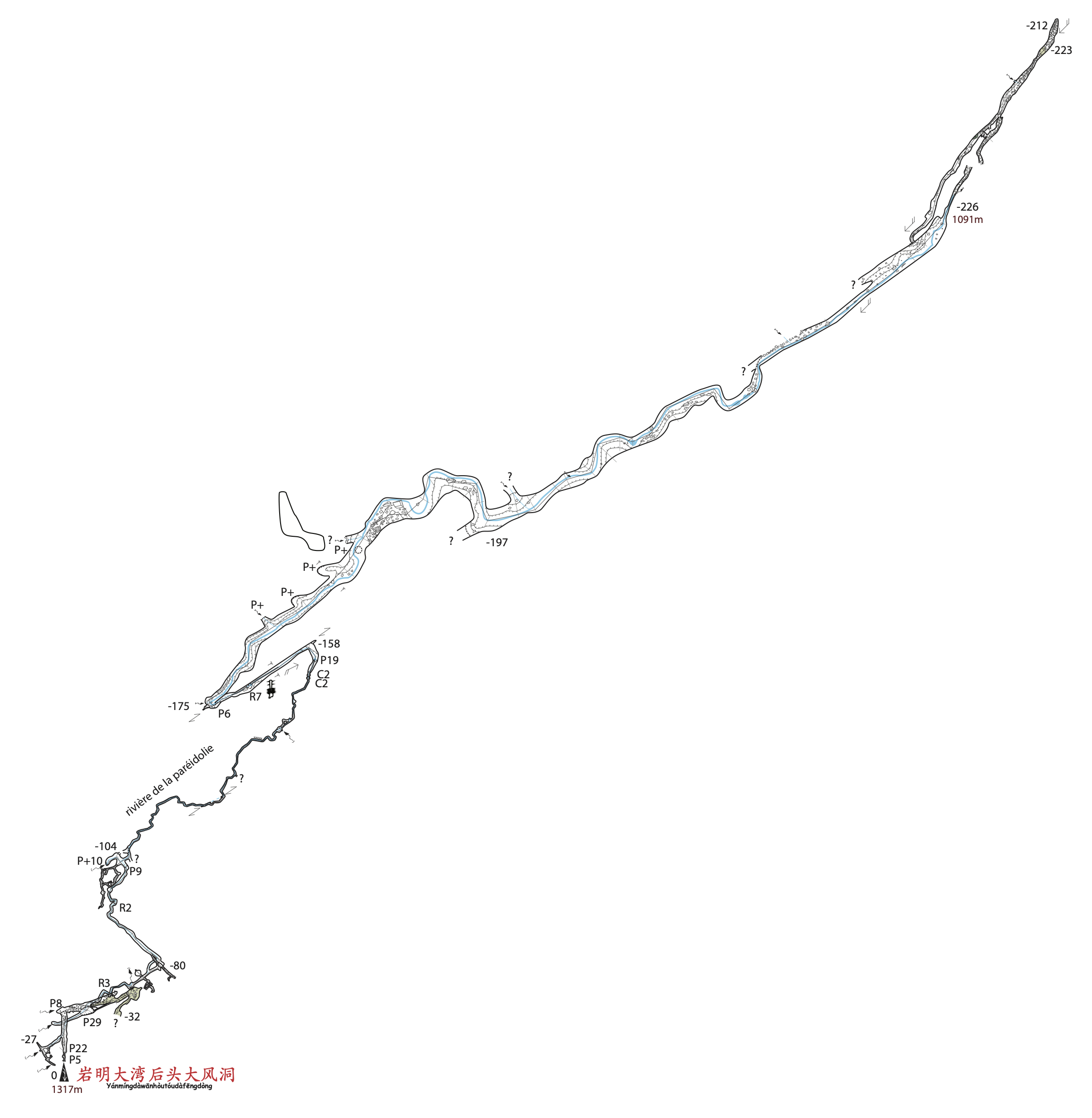 topographie Yanmingdawanhoutoudafengdong 岩明大湾后头大风洞