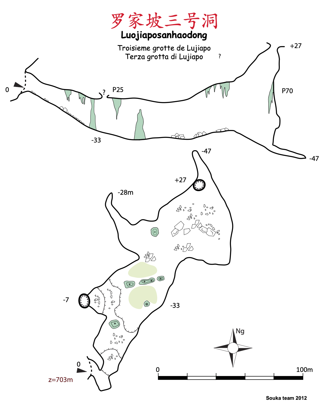 topographie Luojiaposanhaodong 罗家坡3号洞