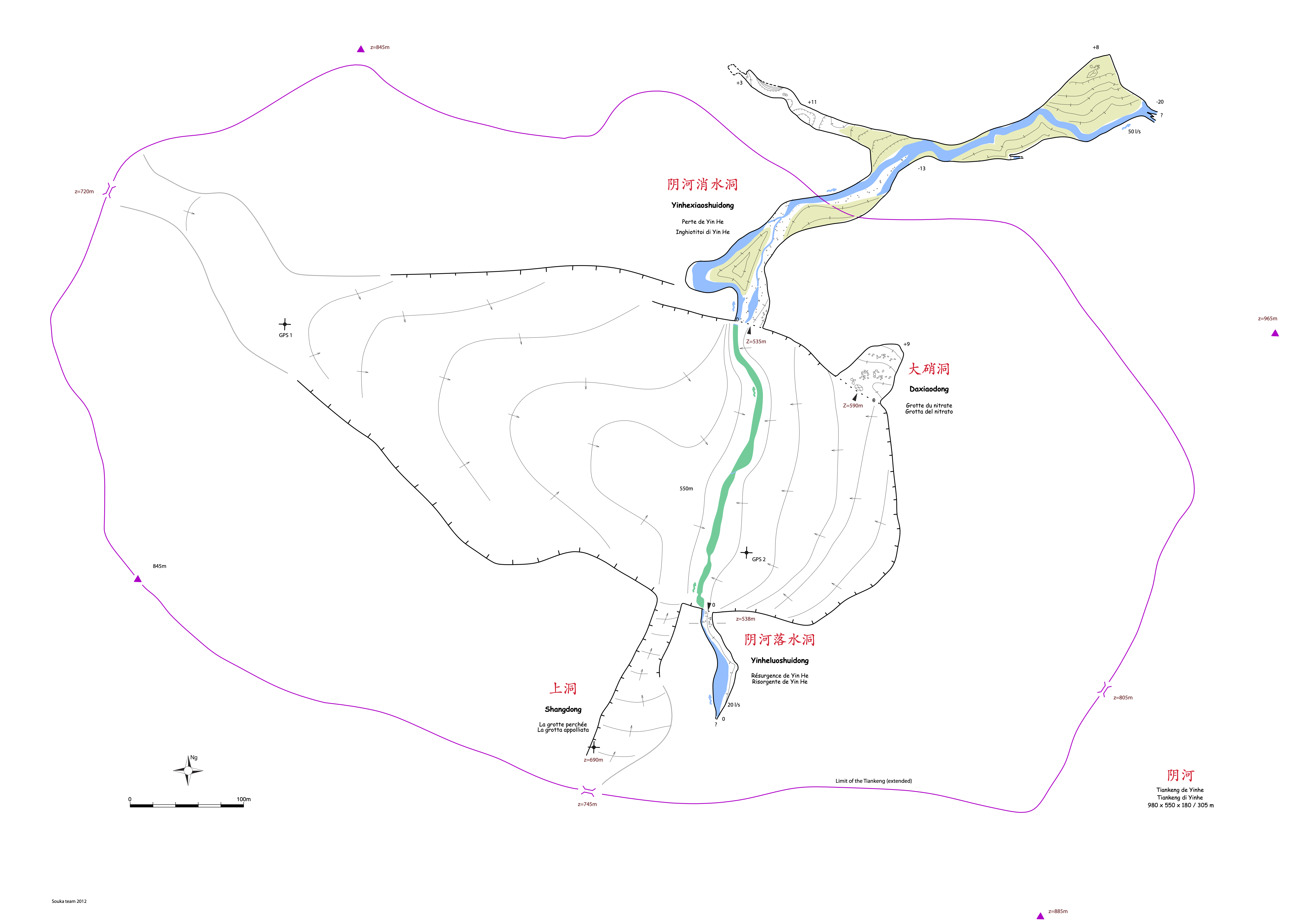 topographie Yinhetiankeng 阴河天坑