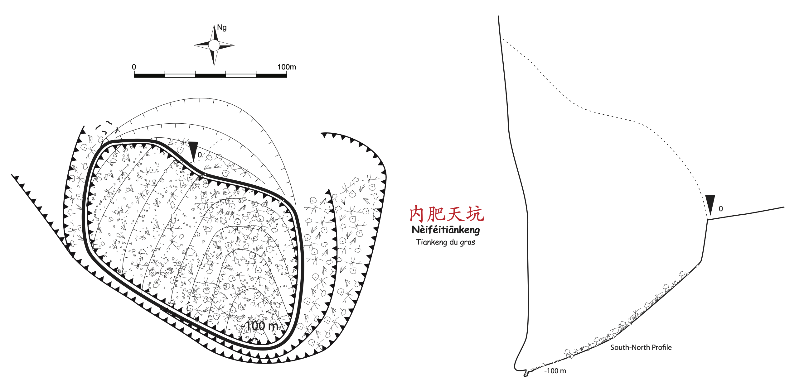 topographie Neifeitiankeng 内肥天坑