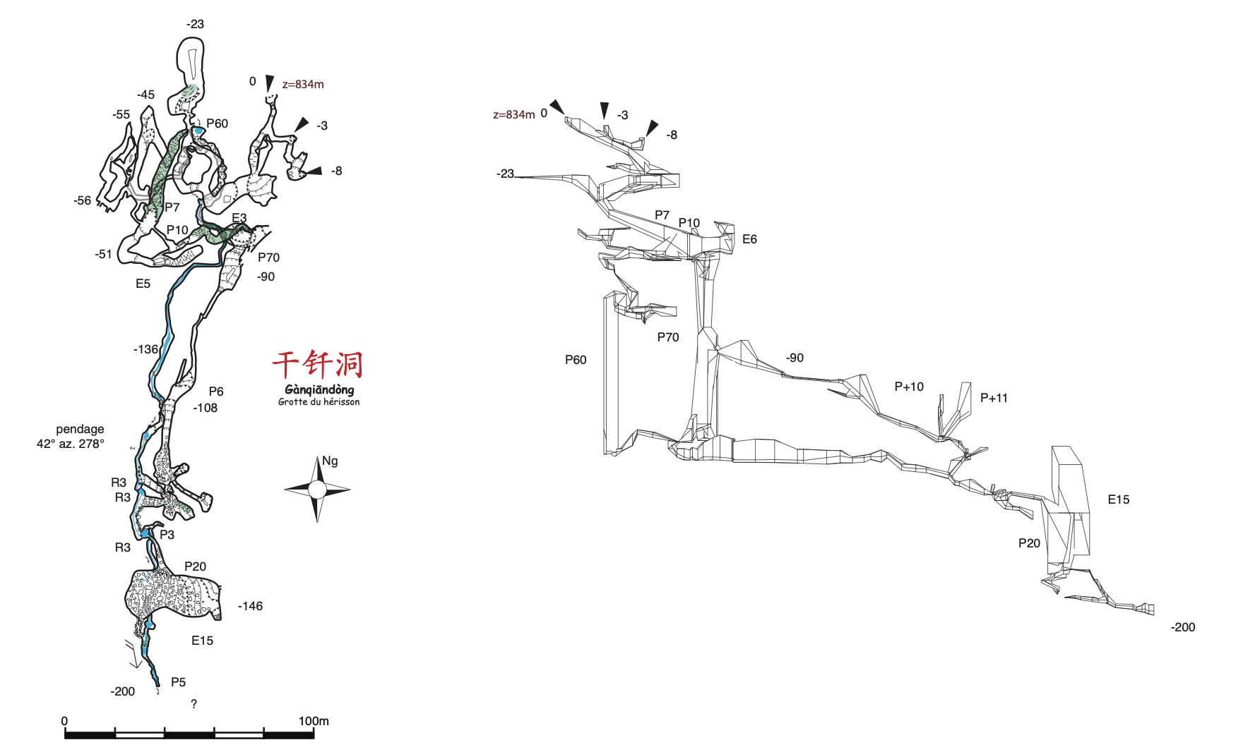 topographie Ganqiandong 干钎洞