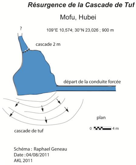topographie Résurgence de la cascade de tuf 