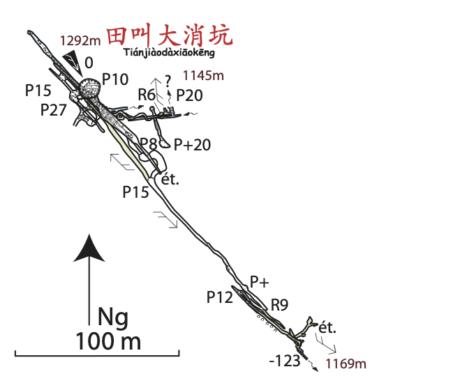 topographie Tianjiaodaxiaokeng 田叫大消坑 