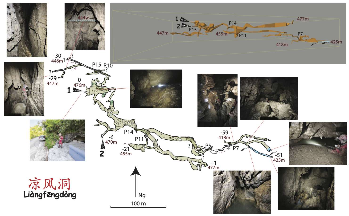 topographie Liangfengdong 凉风洞