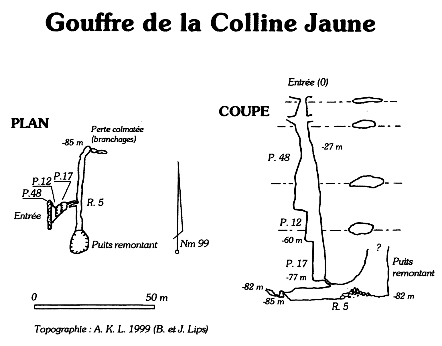 topographie Gouffre de la Colline Jaune 